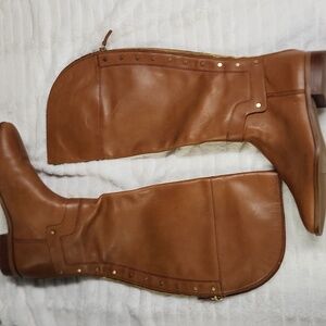 Franco Sarto Light Brown Leather Roxanna Riding Boot, Size 9